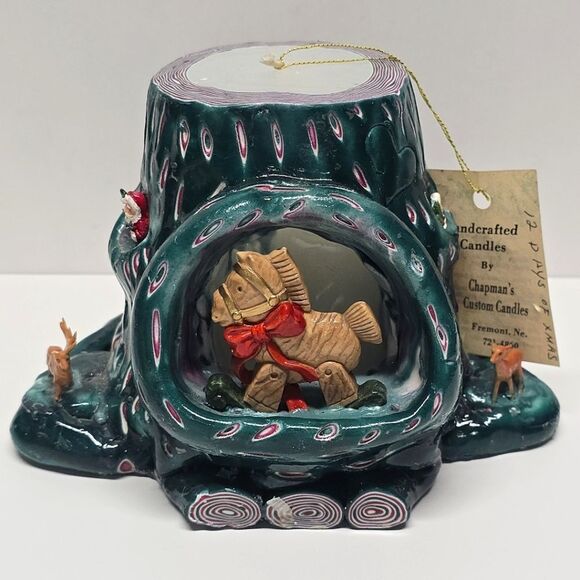 Vintage Hand Carved Wax Music Candle Playing 12 Days Of Christmas Rocking Horse - Picture 1 of 8